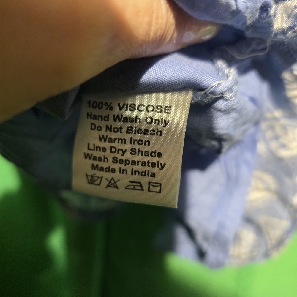 J.Marie EUC Small PTP 28 Blue Patterned Women's Top - Oversized - Picture 5 of 5